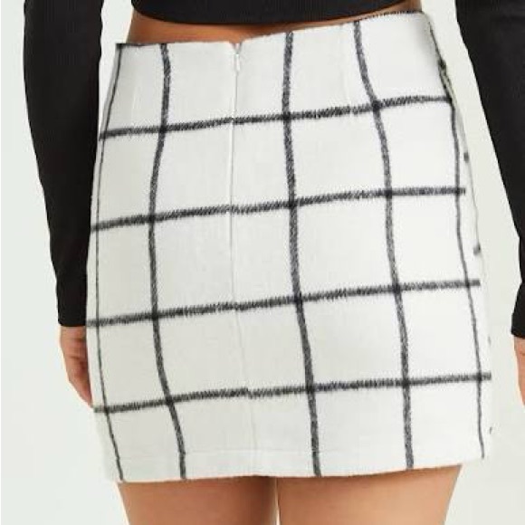 Altar'd State White & Black Windowpane Mini Skirt - Picture 2 of 4